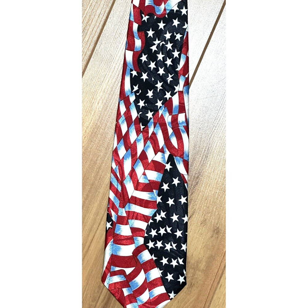Patriotic Tie Roberto Cellini American Flag Men's Necktie July 4th Red White Blu